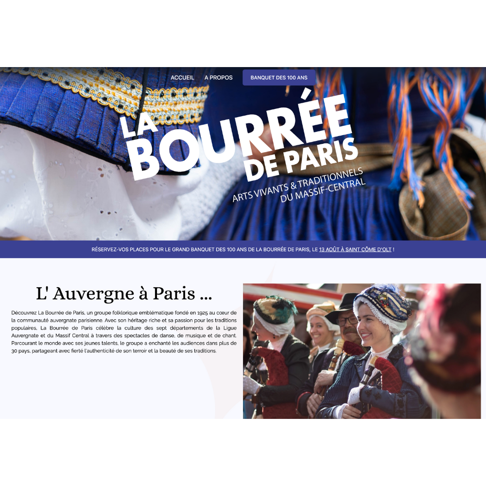 Site La Bourrée de Paris - page d’accueil responsive par Rose Studio